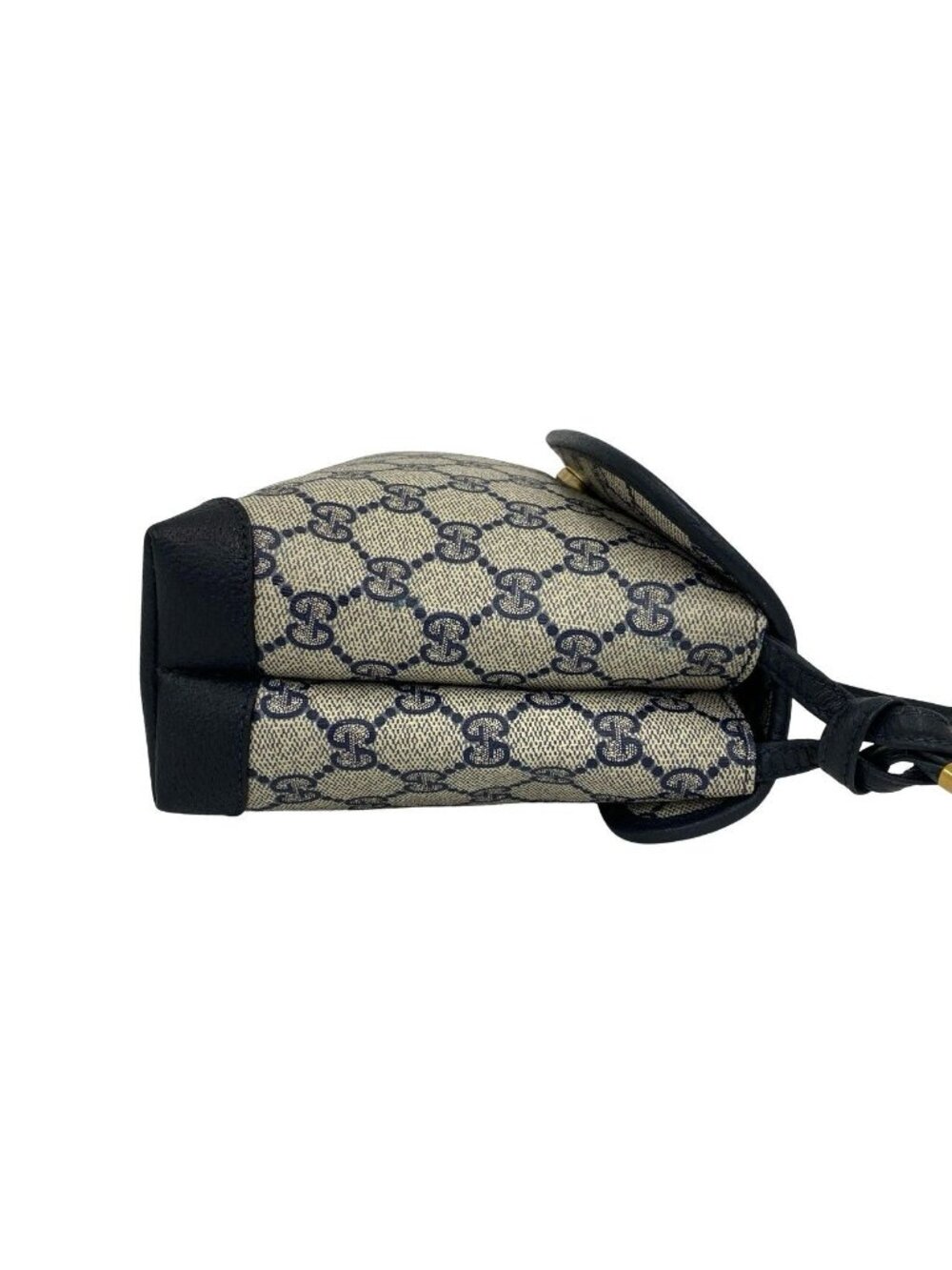 Gucci Vintage GG Logo Pattern Leather Mini Shoulder Bag Pochette Crossbody Navy - Picture 6 of 10